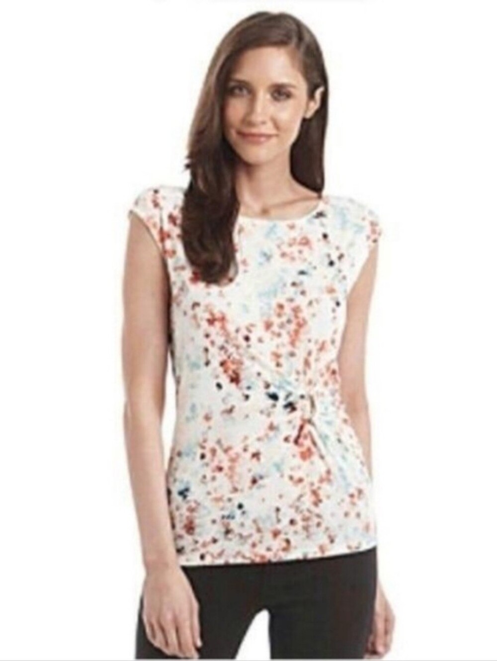 Cap Sleeve Watercolor Floral Blouse